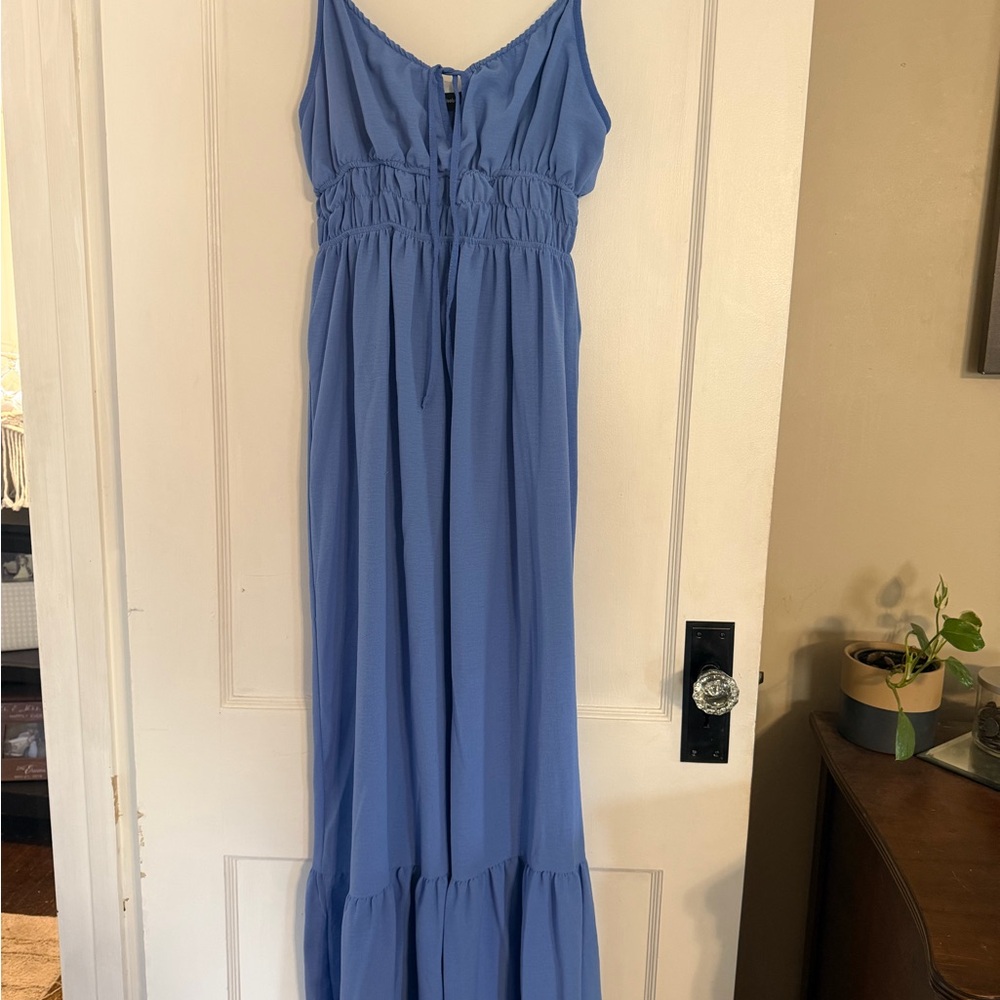 Absolutely Light Blue Spaghetti-Strap Maxi Dress